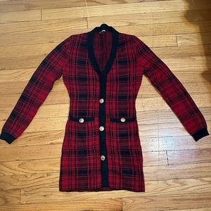 Power hour plaid mini dress black/red